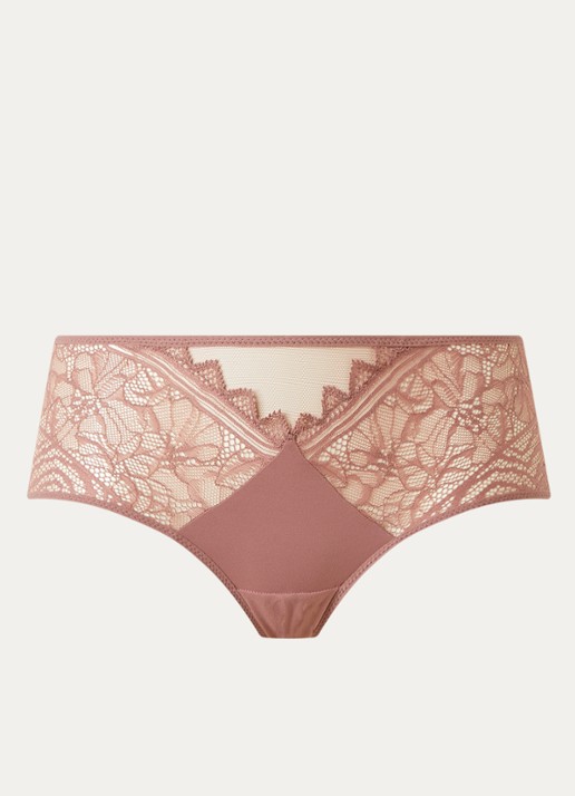Chantelle Floral Touch shorty met kant - voorkant zalmroze
