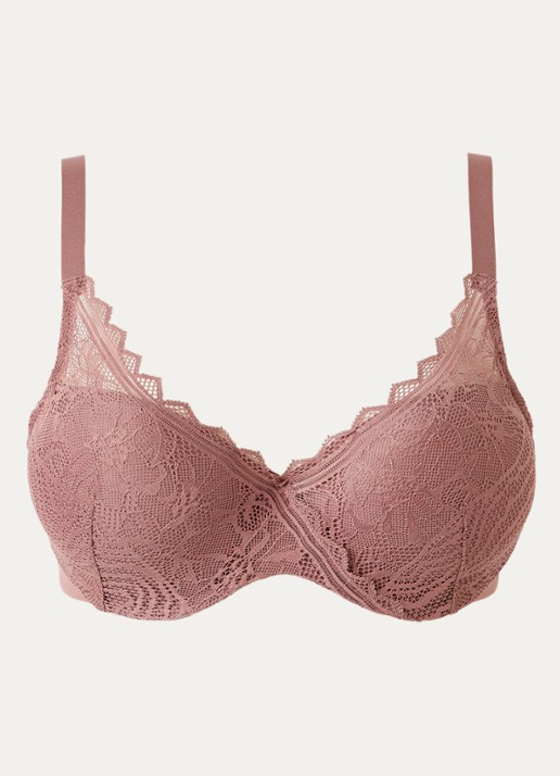 Chantelle Floral Touch voorgevormde bh met overlay van kant - voorkant oudroze