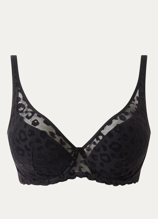 Chantelle Girls voorgevormde beugel bh met overlay van mesh - voorkant 4 zwart