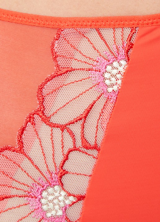 Chantelle High waist slip van mesh met bloemborduring - detail 3 koraalrood