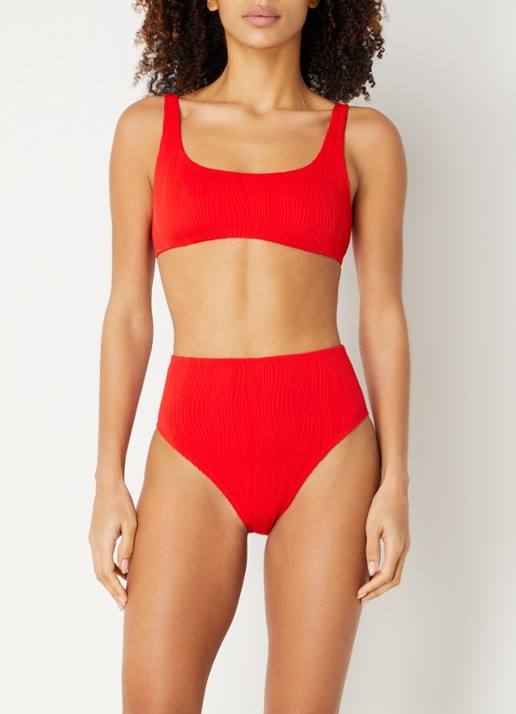 Chantelle High waisted bikinislip met structuur - voorkant 2 rood