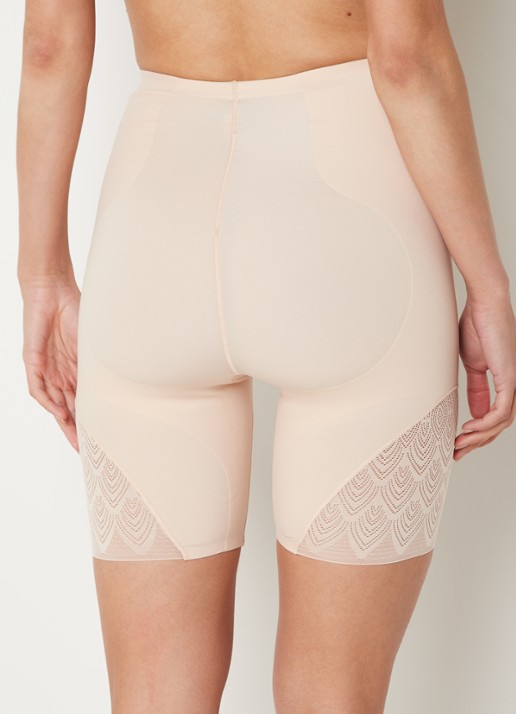 Chantelle High waisted corrigerende short met kant - achterkant beige