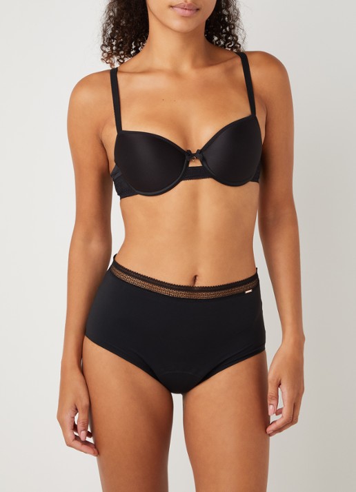Chantelle High waisted naadloos menstruatie ondergoed met kant - voorkant 3 zwart