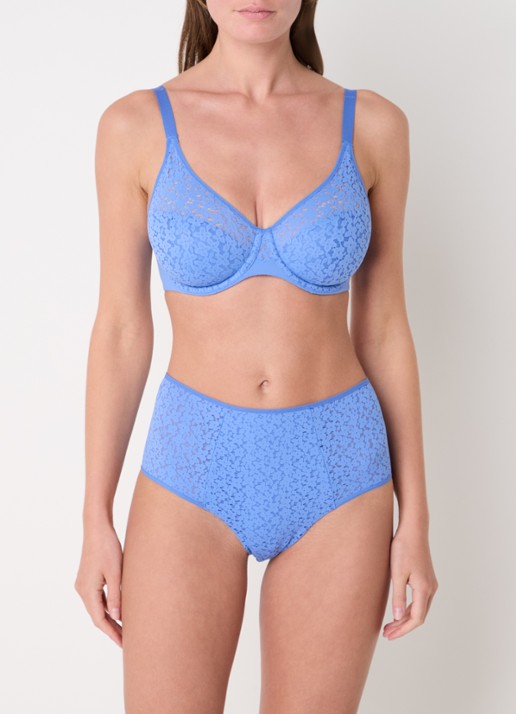 Chantelle High waisted slip met kant - voorkant 4 blauw