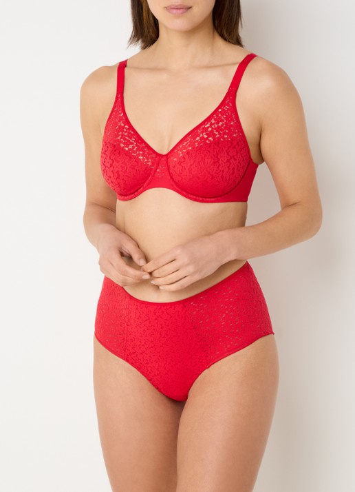 Chantelle High waisted slip met kant - voorkant 5 rood