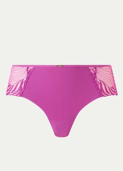 Chantelle Legend shorty van mesh met borduring - voorkant fuchsia