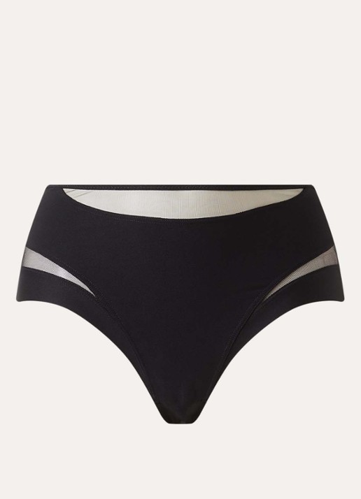 Chantelle Li high waisted shorty met mesh  - voorkant zwart