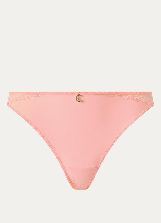 Chantelle Li tanga met kant - voorkant 2 zalmroze