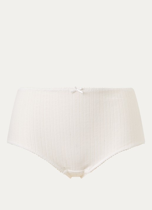 Chantelle Liefje high waisted pyjamashort met opengewerkt dessin - voorkant 3 gebroken wit