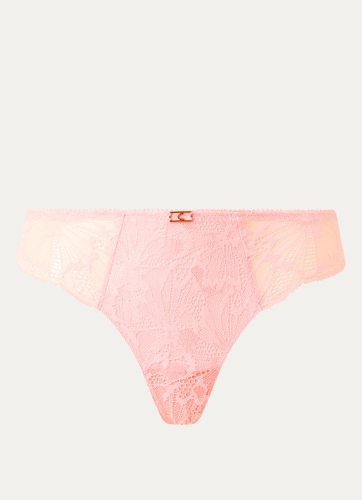 Chantelle Muse tanga van kant - voorkant zalmroze