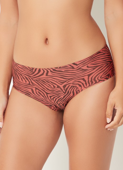 Chantelle Naadloze hipster met panterprint - detail 2 steenrood