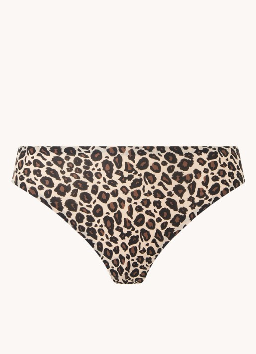 Chantelle Naadloze string met panterprint - voorkant bruin