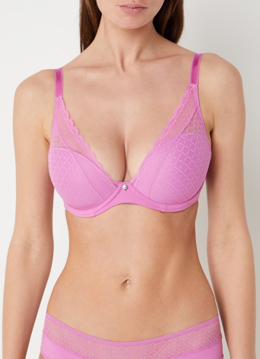 Chantelle Norah voorgevormde beugel bh met mesh - voorkant 2 fuchsia