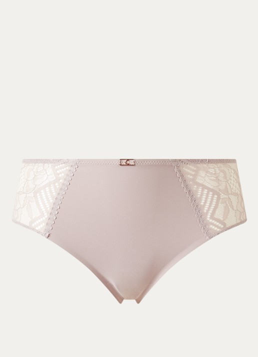 Chantelle Origins high waisted naadloze slip met kant - voorkant 4 taupe
