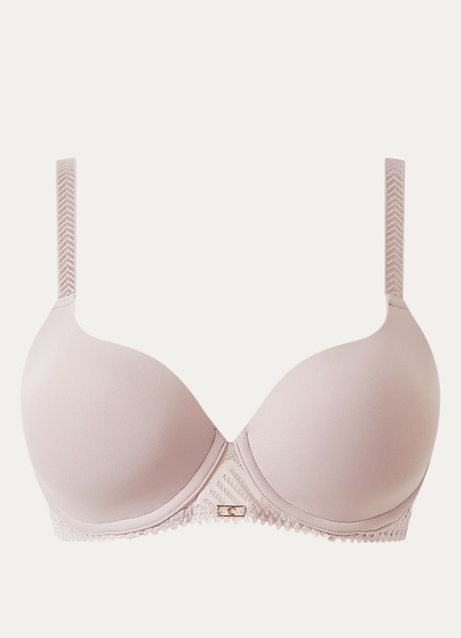 Chantelle Origins voorgevormde T-shirt bh met kant - voorkant 2 donkerbeige