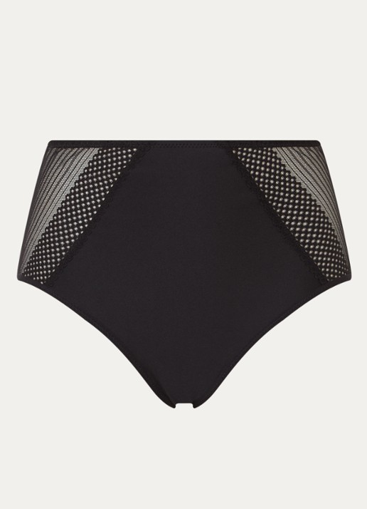Chantelle Play high waisted slip met kant - voorkant 3 zwart