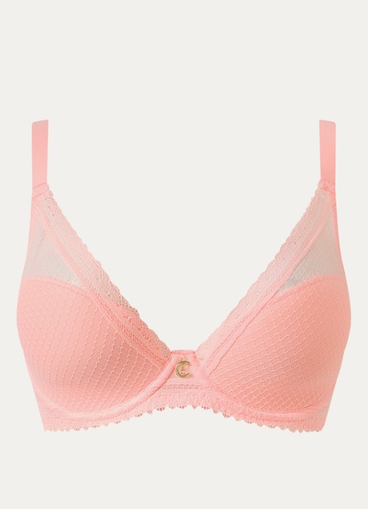 Chantelle Romance beugel bh met overlay van kant - voorkant 2 abrikoos