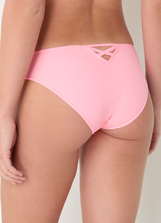 Chantelle Slip met mesh en borduring - achterkant 5 neonroze