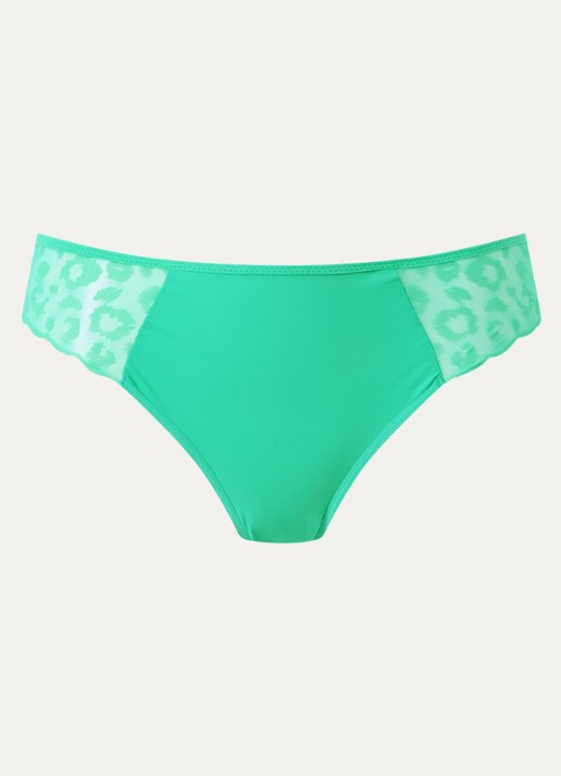 Chantelle Slip van mesh met flockprint - voorkant 2 zeegroen