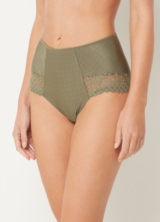 Chantelle Sublime high waisted slip met kant - voorkant 2 mosgroen