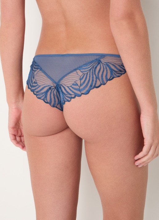 Chantelle Tanga van mesh - achterkant 3 donkerblauw