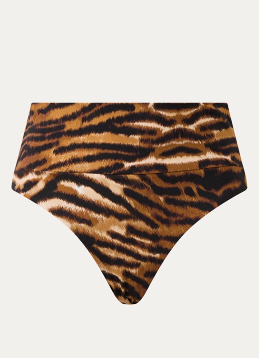 Chantelle Vita high waisted bikinislip met tijgerprint - voorkant 4 camel