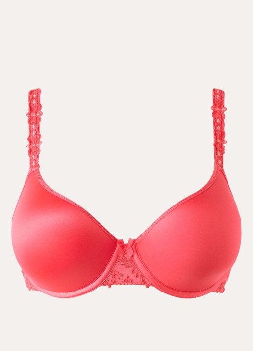 Chantelle Voorgevormde T-shirt bh met borduring - voorkant koraalrood