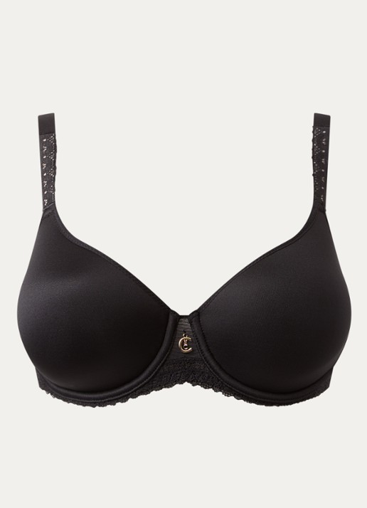 Chantelle Voorgevormde T-shirt bh met kant - voorkant zwart