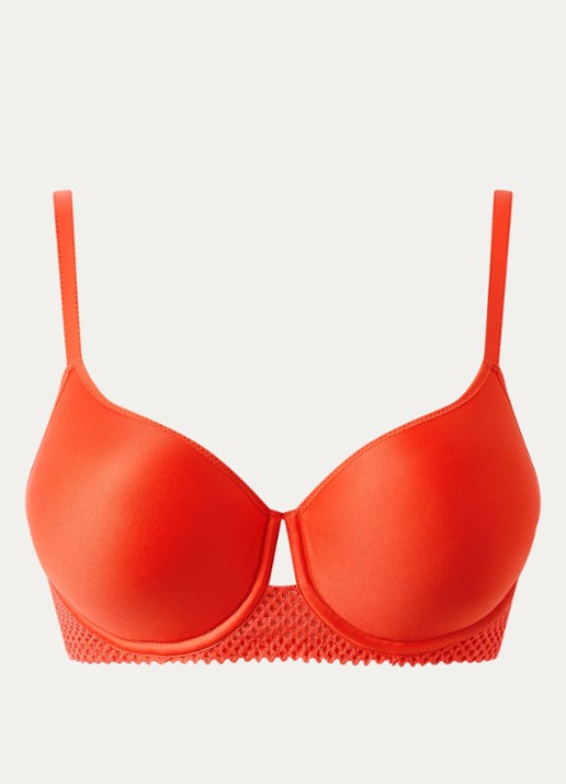 Chantelle Voorgevormde T-shirt bh met kant - voorkant 2 rood