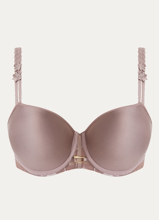 Chantelle Voorgevormde T-shirt bh met kant - voorkant taupe