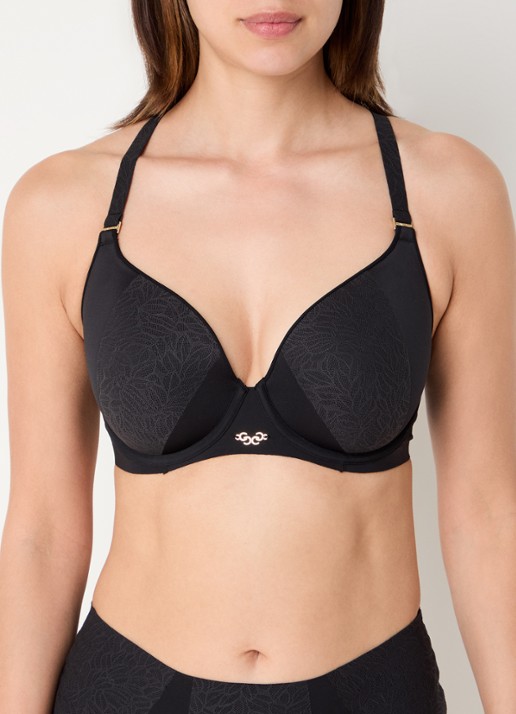 Chantelle Voorgevormde T-shirt bh met mesh - detail zwart