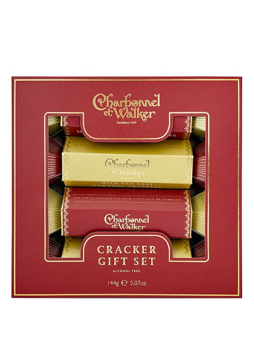 Charbonnel et Walker Cracker met truffels in giftset 3-delig - voorkant beige