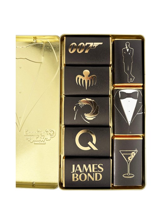 Charbonnel et Walker James Bond 007 chocolade in blik 80 gram 8 stuks - detail beige