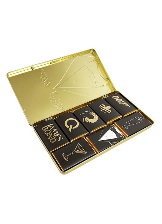 Charbonnel et Walker James Bond 007 chocolade in blik 80 gram 8 stuks - voorkant 5 beige