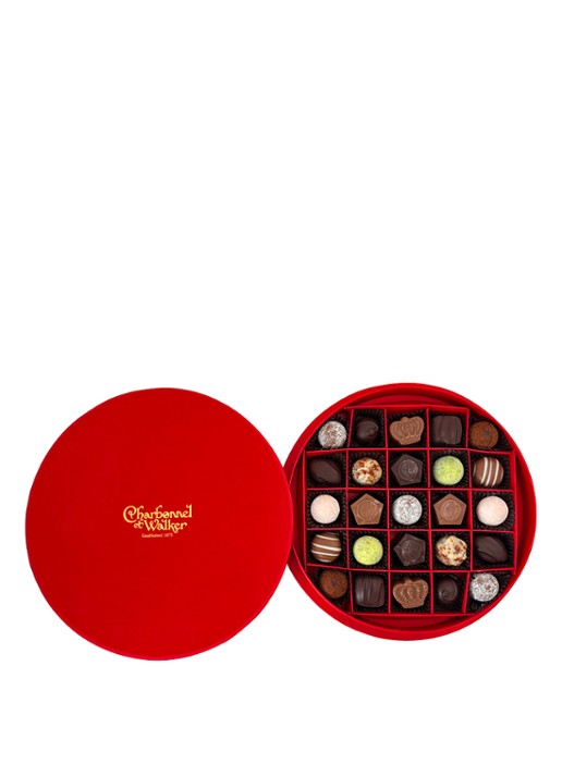 Charbonnel et Walker Red Velvet chocolade en truffels 310 gram 25 stuks - achterkant 2 beige
