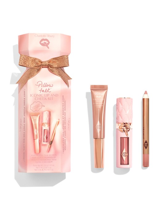 Charlotte Tilbury Pillow Talk Iconic Lip And Cheek Kit - travel size make-up set t.w.v. €60 - voorkant 4 roze
