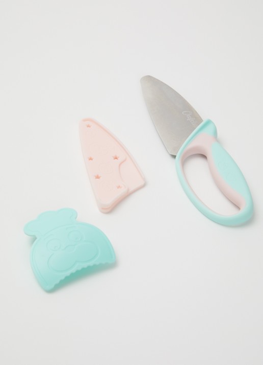 Chefclub Kindermes met vingerbeschermer 23 cm - voorkant 2 lichtroze