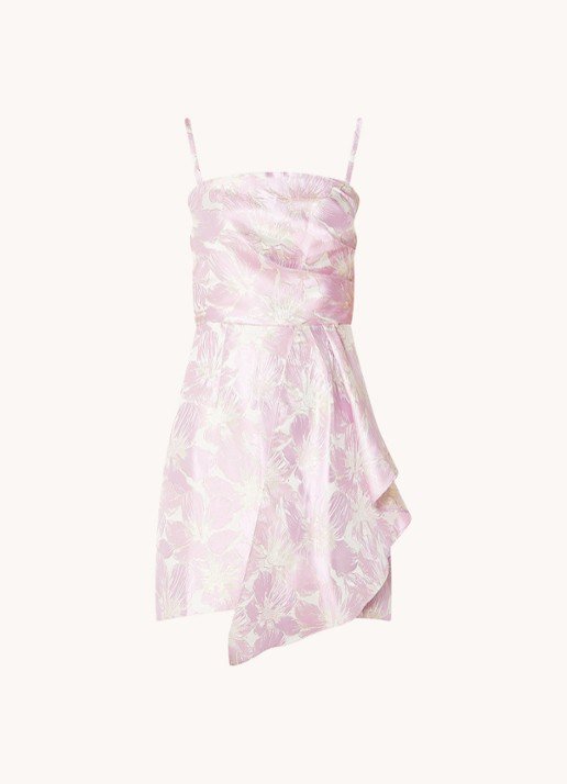 Chi Chi London Floral mini jurk met jacquard dessin en lurex - voorkant 3 lichtroze