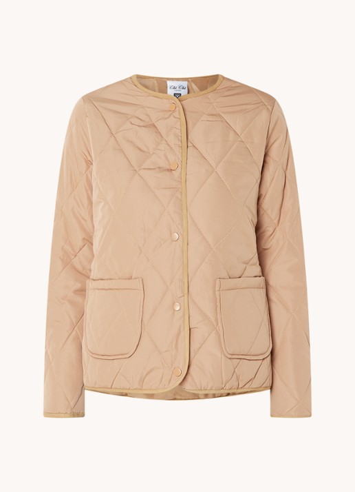 Chi Chi London Gewatteerd jack met quilt patroon - voorkant 2 camel