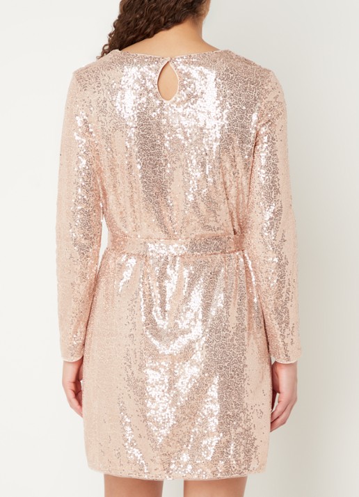 Chi Chi London LONG SLEEVE SEQUIN MINI DRESS - achterkant 4 lichtroze