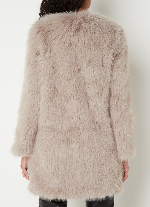 Chi Chi London Mantel van imitatiebont met steekzakken - achterkant taupe