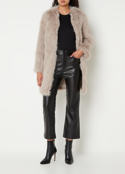 Chi Chi London Mantel van imitatiebont met steekzakken - voorkant 3 taupe