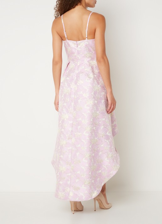 Chi Chi London Midi jurk met asymmetrische zoom en jacquard dessin - achterkant lila
