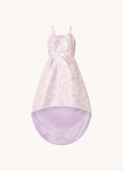Chi Chi London Midi jurk met asymmetrische zoom en jacquard dessin - voorkant 4 lila