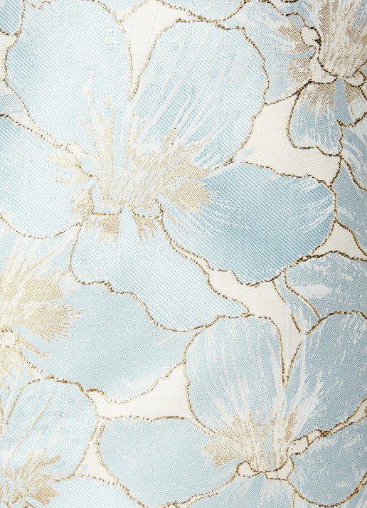 Chi Chi London Midi jurk met jacquard bloemenprint en asymmetrische zoom - detail 5 lichtblauw