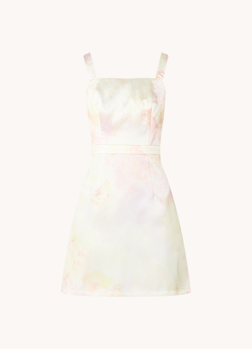 Chi Chi London Mini jurk met bloemenprint - voorkant 2 lichtgeel