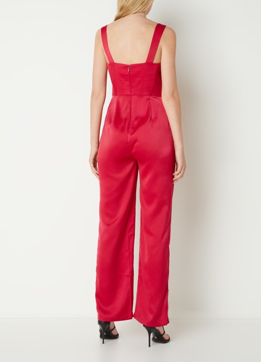 Chi Chi London Straight fit jumpsuit met plooidetail  - achterkant donkerroze