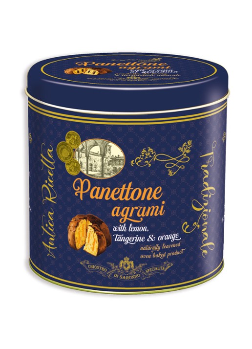 Chiostro di Saronno Agrumi panettone met gekonfijte citroenschil in blik 750 gram