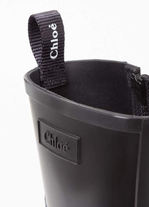 Chloé Betty regenlaars met hak en logo - detail 3 zwart