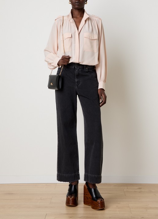 Chloé Blouse van zijde met borstzakken - voorkant 2 zalmroze